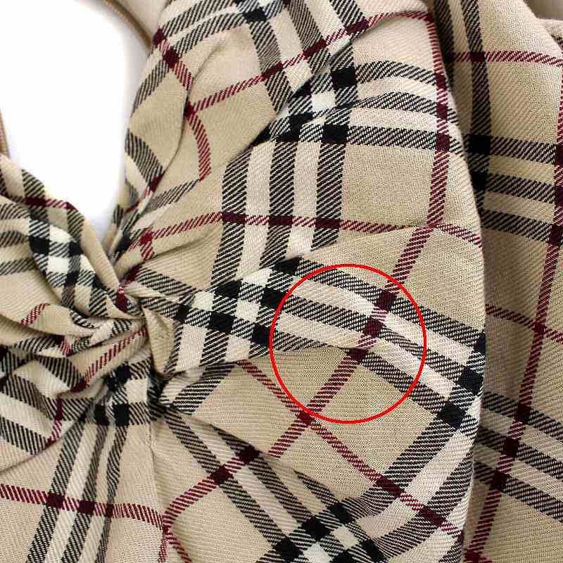 バーバリーブルーレーベル　ワンピース　ノバチェック　ひざ丈　ベージュ　38 美品）バーバリーブルーレーベル ノバチェック ワンピース 38