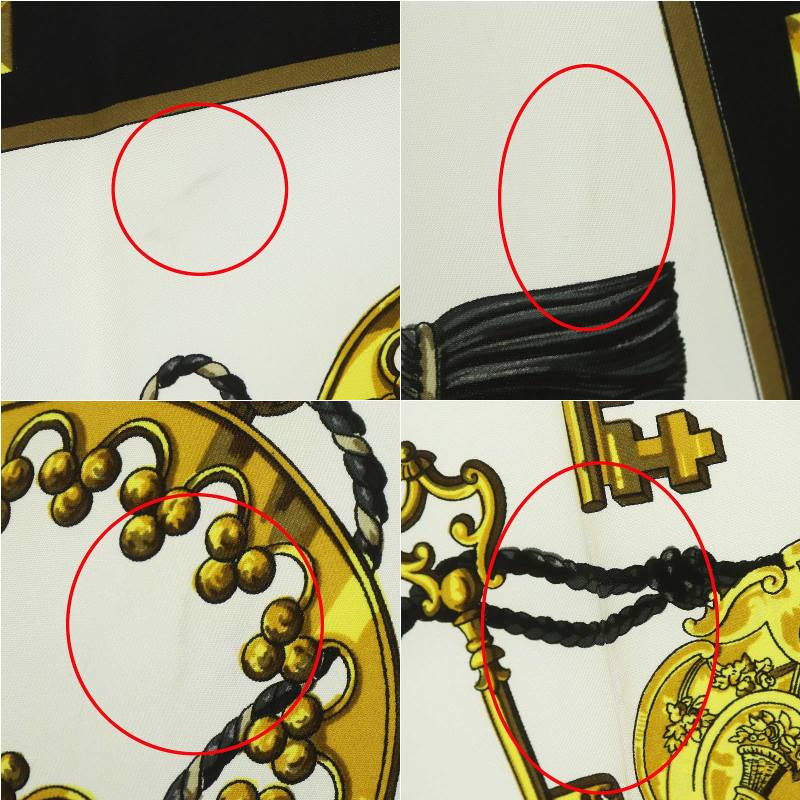 エルメス HERMES カレ90 LES CLES 鍵 スカーフ チーフ 大判 ロープ柄