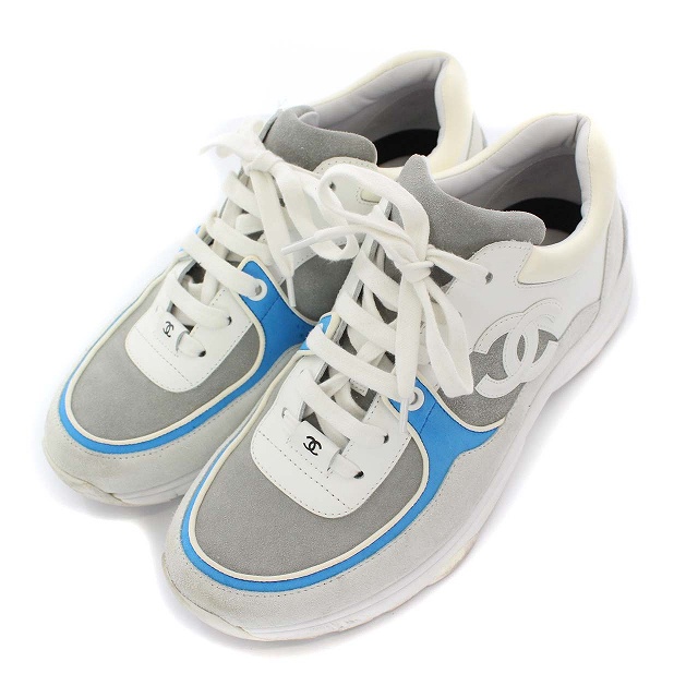 【正規】極美 シャネル CHANEL G33746 ココマーク スニーカー 40 シャネル CHANEL 18AW サイドココ ココマーク スニーカー シューズ