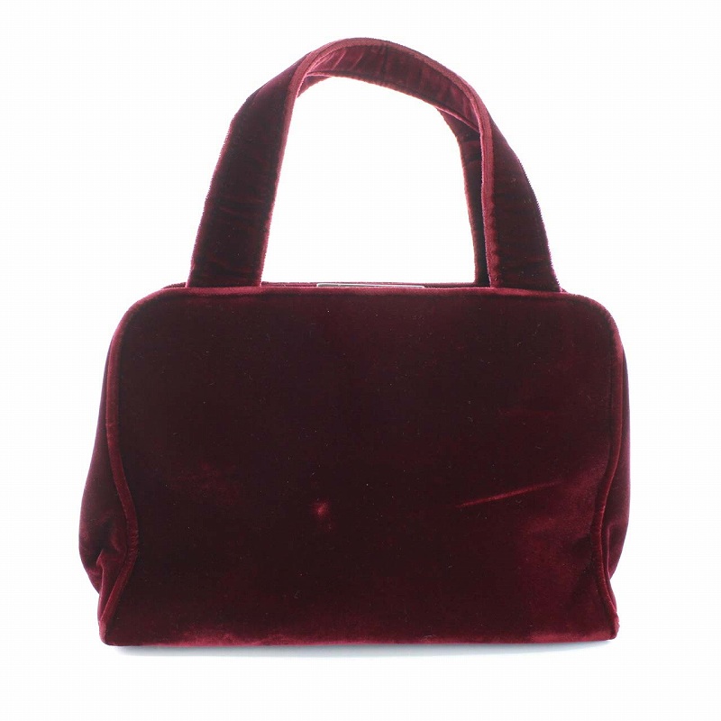 プラダ PRADA ハンドバッグ ベロア がま口 赤紫 ボルドー /TK □OH