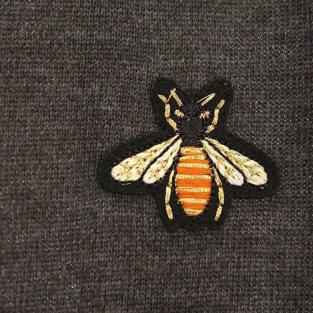 グッチ GUCCI カーディガン BEE 刺繍 ニット ウール 蜂 L グレー /☆G 