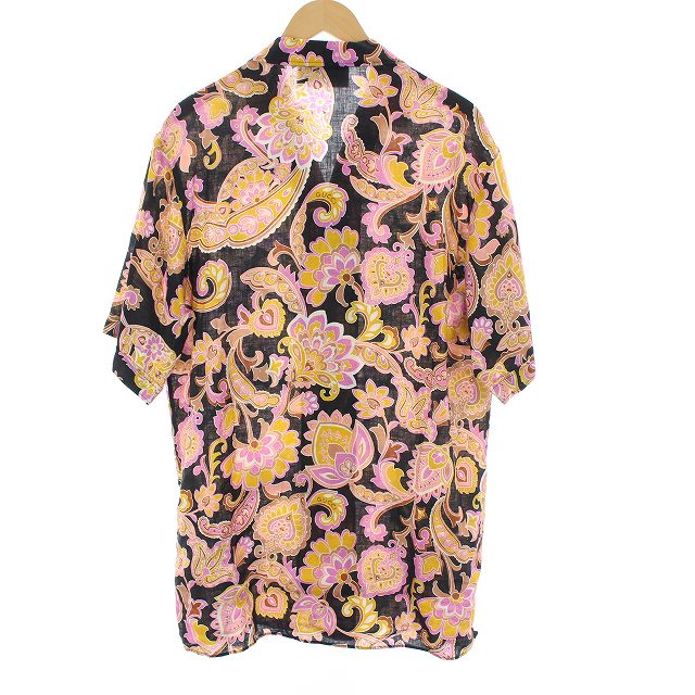 グッチ GUCCI 623156 オープンカラー アロハシャツ 総柄 麻 リネン100 