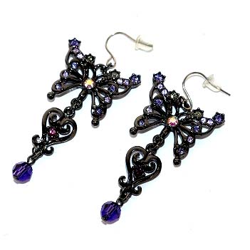 アナスイ Anna Sui ピアス セット 両耳用 カラーストーン バタフライ 蝶 黒 ブラック 紫 パープル An26 レディース 081 ベクトルパーク