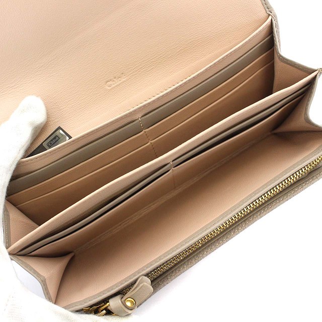 クロエ CHLOE INDY インディ 長財布 二つ折り レザー グレージュ /KH