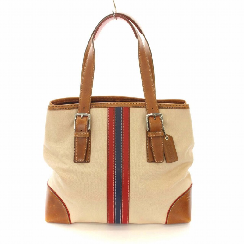 コーチ COACH トートバッグ キャンバス レザー 6020 マルチストライプ 