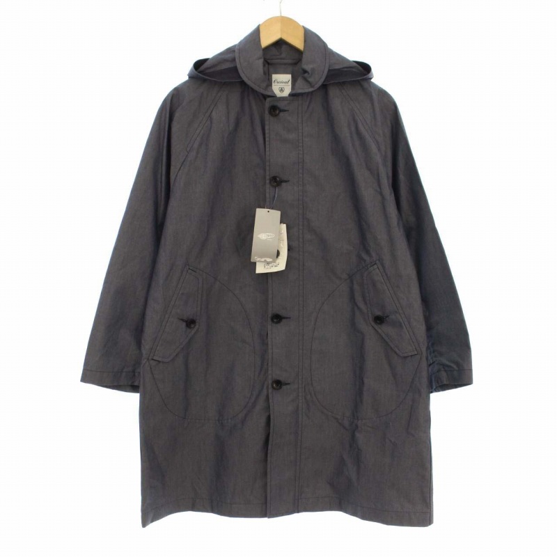 未使用品 オーチバル Orcival オーシバル 19ss タグ付き 先染めウェザー2wayコート ステンカラーコート スプリング ロング コットン100 フード アウター 1 M グレー Dk メンズ 081 ベクトルパーク
