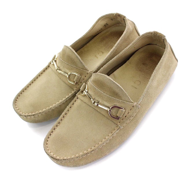 グッチ GUCCI ビットローファー モカシン スエード ゴールド金具 35C 