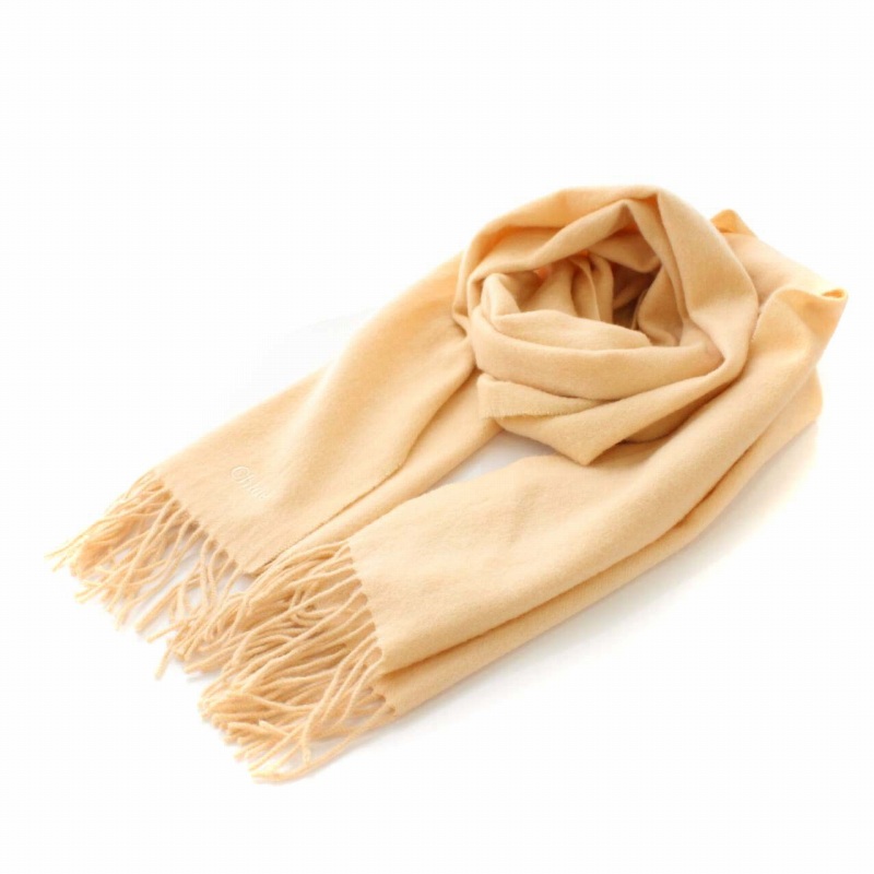 クロエ CHLOE マフラー ストール カシミヤ100% フリンジ ロゴ  