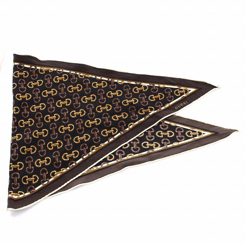 希少　GUCCI グッチ　GGチェーン　スカーフ柄　ミニスカート　シルク　黒 GUCCI グッチ レディース フラワー シルク スカーフ 黒 ピンク