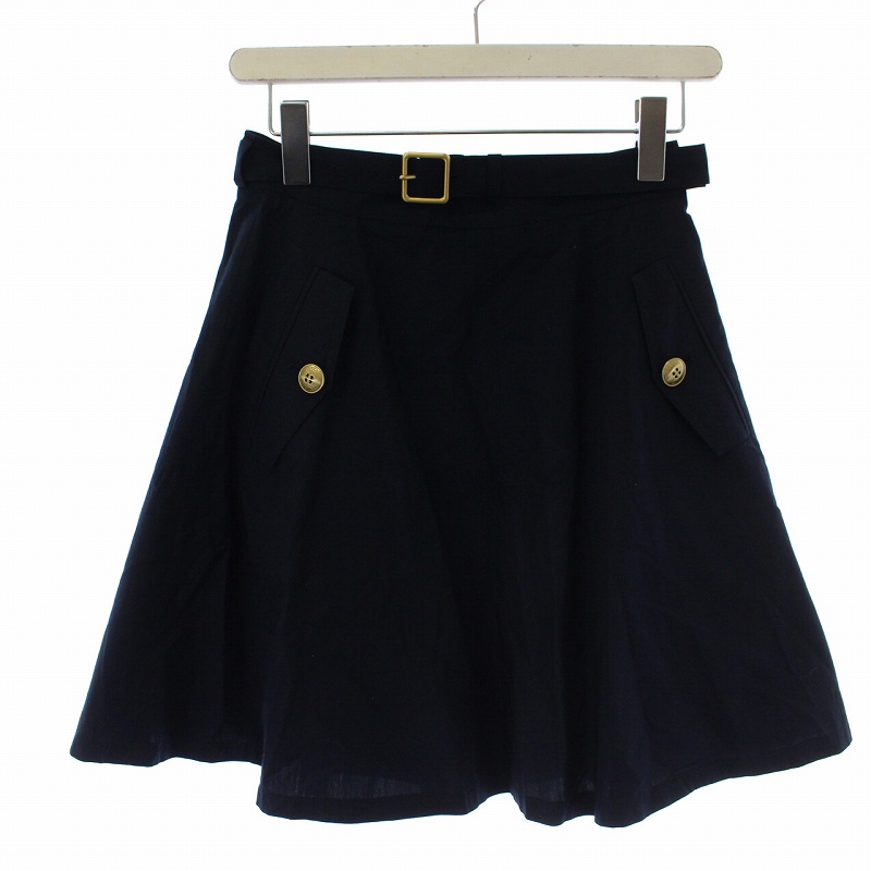 BURBERRY BLUE LABEL ベルト付き スカート ネイビー バーバリーブルー