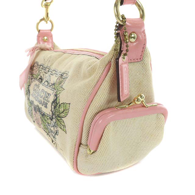 coach✨アクセサリーポーチ キャンバスタトゥー 花柄 ワンハンドル