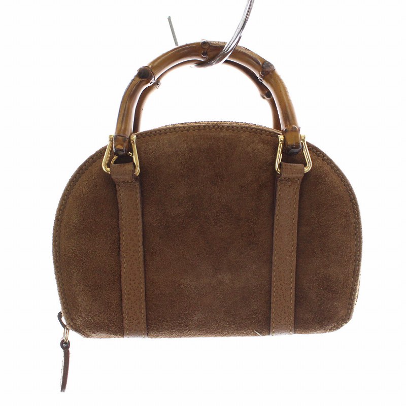 グッチ GUCCI バンブー ミニ バッグ ポーチ スエード 茶 ブラウン 039  