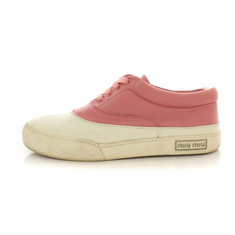 ミュウミュウ miumiu スニーカー レザー ローカット バイカラー 5E828A 