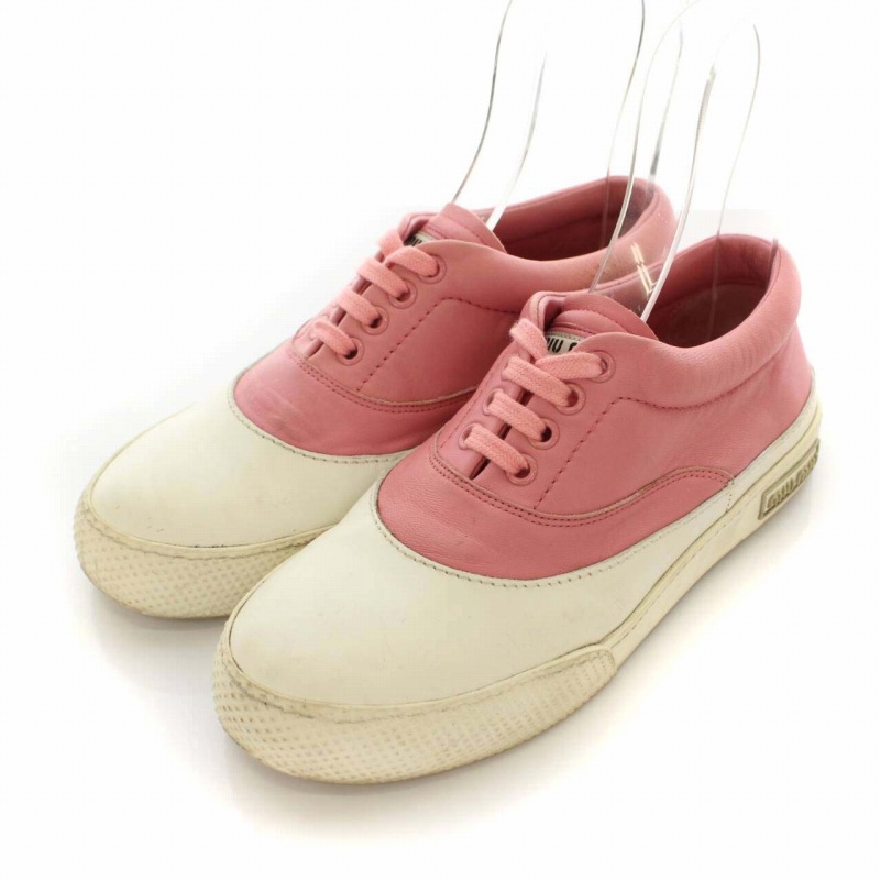 ミュウミュウ miumiu スニーカー レザー ローカット バイカラー 5E828A 