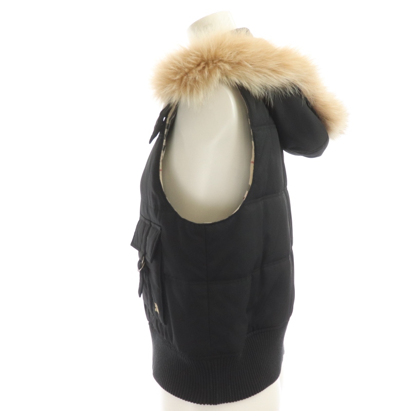 美品 バーバリーロンドン ファー付きジップアップ中綿ベスト S〜М