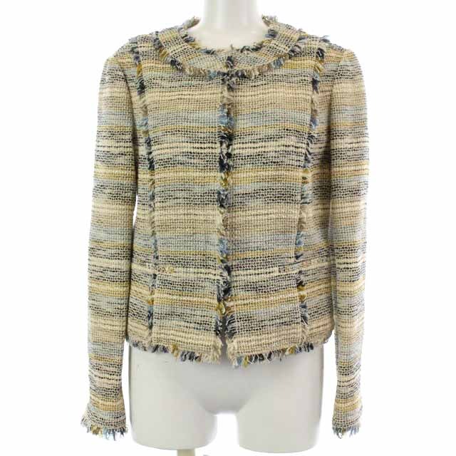 トリーバーチ TORY BURCH ノーカラージャケット ツイード リネン混 XS 