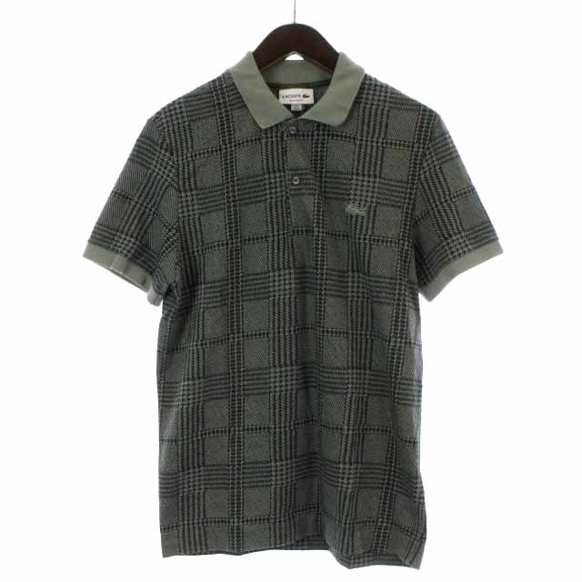 ラコステ LACOSTE ポロシャツ カットソー 半袖 グレンチェック S 緑 