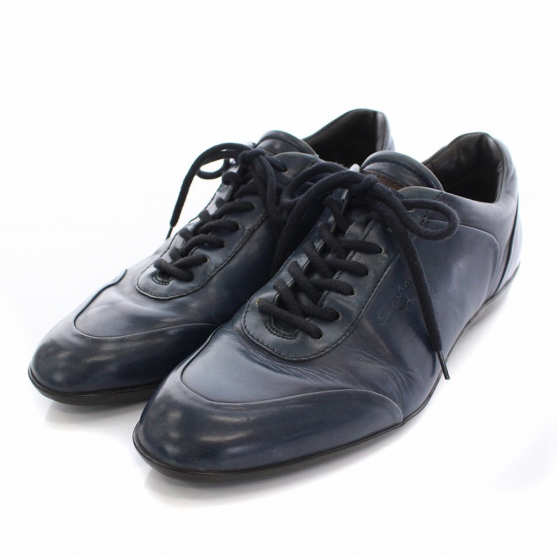 サントーニ Santoni スニーカー ローカット シューズ レザー 7 26cm 紺 ネイビー Ym メンズ 081 ベクトルパーク