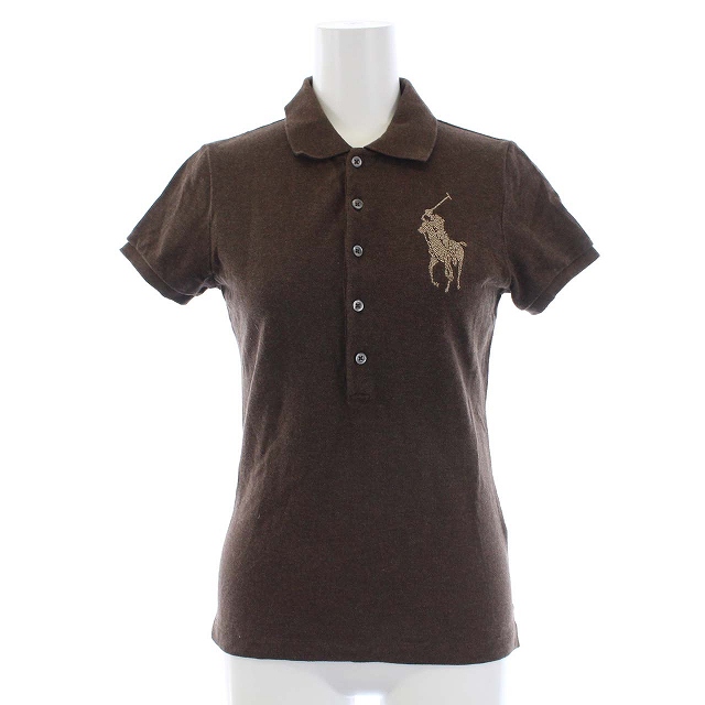 美品1回着用のみPolo Ralph Laurenブラウンベージュ半袖トレーナー ポロ ラルフ ローレン POLO RALPH LAUREN カスタム スリム