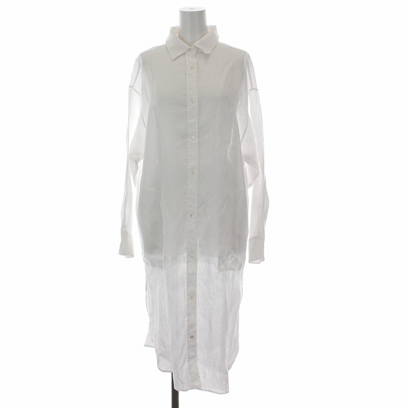 ダブルビー モガ Wb Moga シアー シャツ ワンピース ロング シースルー 長袖 リネン 麻100 38 M 白 ホワイト Ym レディース 081 ベクトルパーク