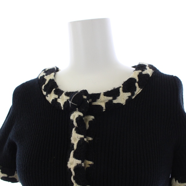 シャネル CHANEL 07A 半袖 ニットカーディガン クルーネック 千鳥格子  