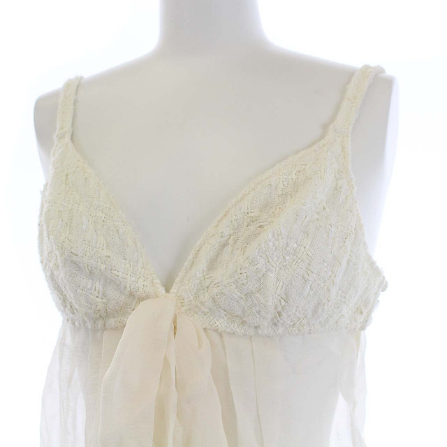 CHANEL シャネル プリーツ リボン シルク キャミソール トップス 36 シャネル CHANEL 05C キャミソール ツイード 切替 リボン シルク