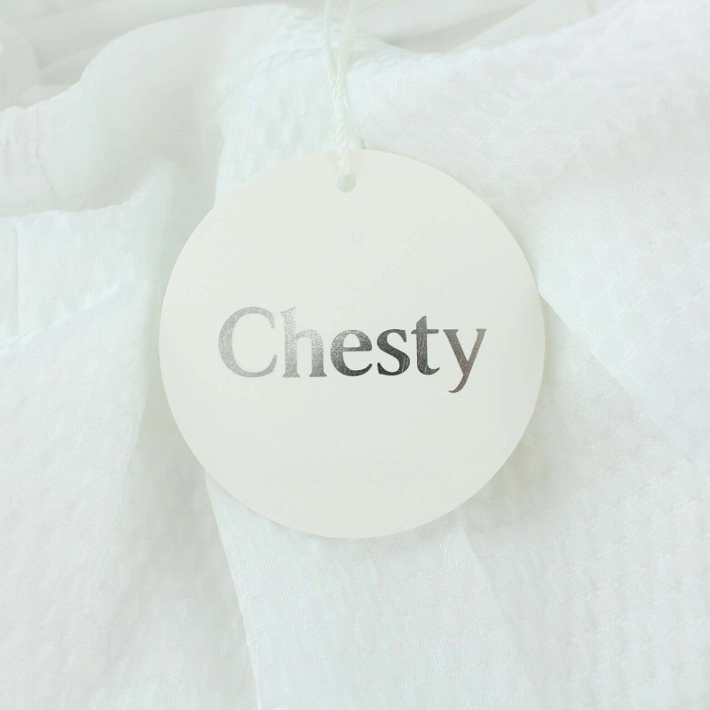 未使用品 チェスティ Chesty エッセンシャルスカート ひざ丈 フレア イージー 裾スカラップ 1 S 白 ホワイト 21B702 /YT レディース