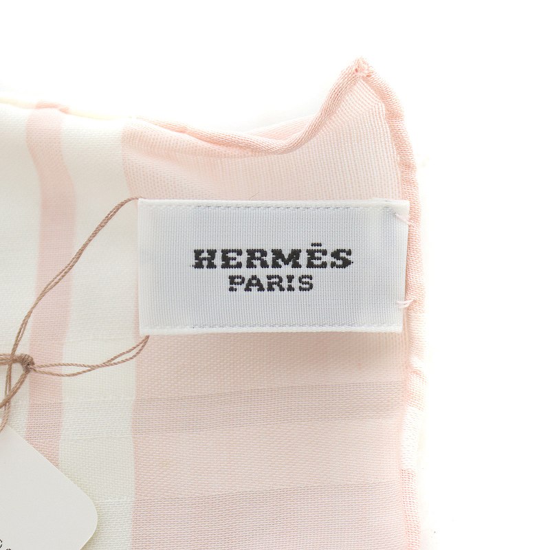 エルメス カレ45 ハンカチ コットン S ピンク 白 068500G-09 エルメス
