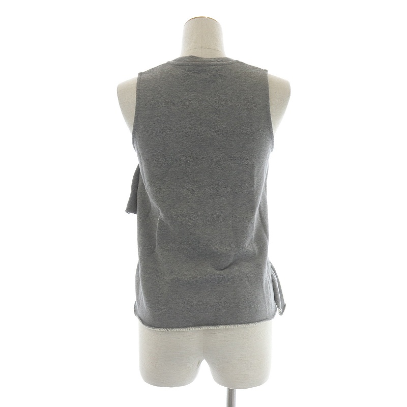 カルヴェン CARVEN スウェット カットソー ノースリーブ フリル コットン XS グレー /SI34 レディース