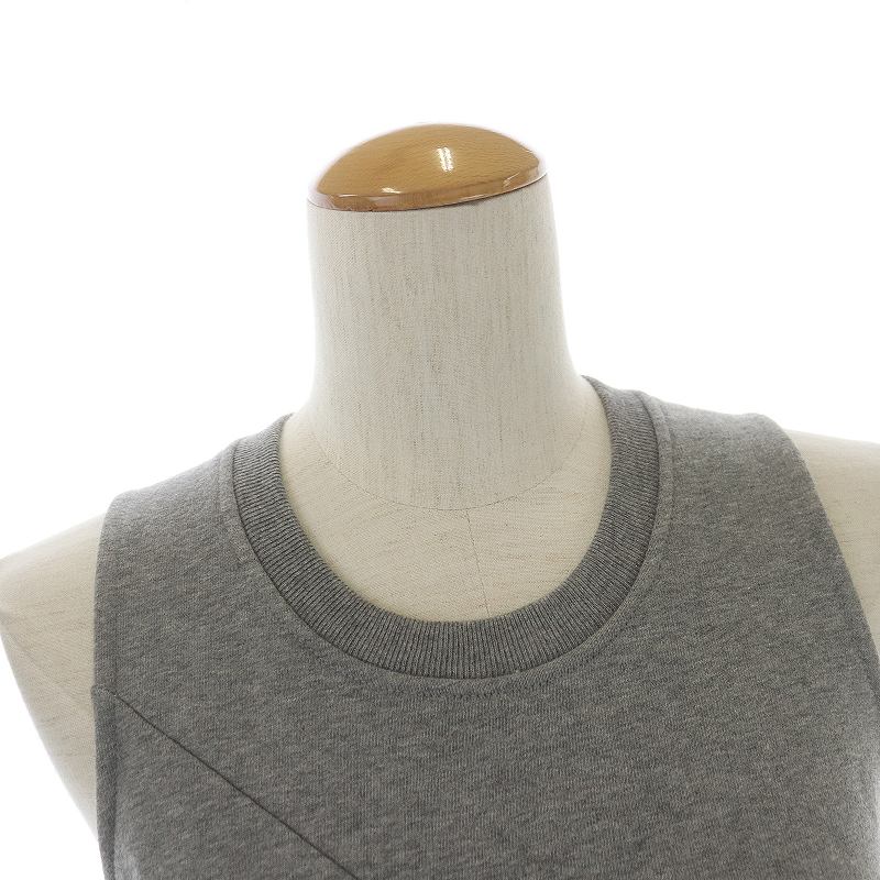カルヴェン CARVEN スウェット カットソー ノースリーブ フリル コットン XS グレー /SI34 レディース