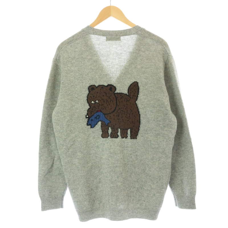 ネネット Ne Net ゆかいなやつら バックプリント Vネックカーディガン ニット 長袖 くま ウール 3 L グレー St メンズ 081 ベクトルパーク