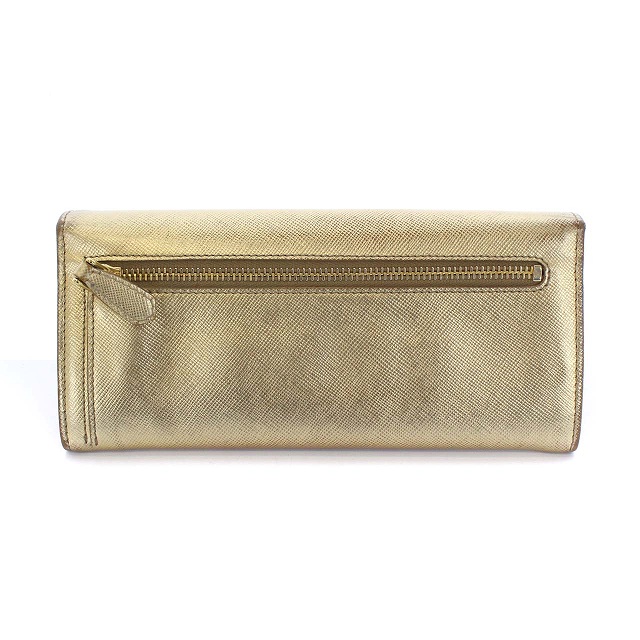 プラダ PRADA 二つ折り 長財布 サフィアーノレザー リボン ゴールド  