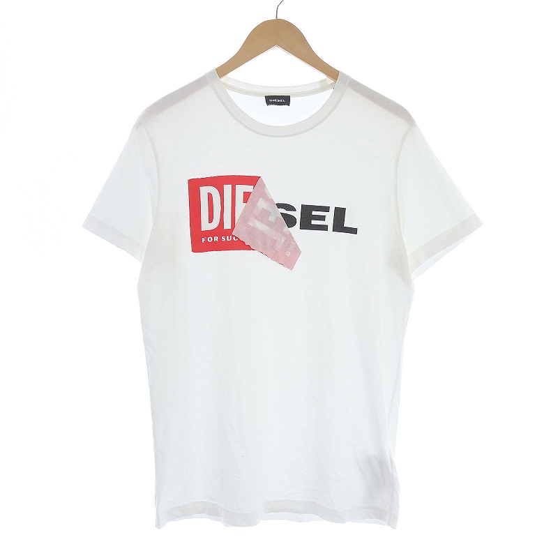 DIESEL ホワイト 半袖Tシャツ ロゴ刺繍 DIESEL #snc ディーゼル Tシャツ XS 白 オレンジ 緑 ドクロ 虎