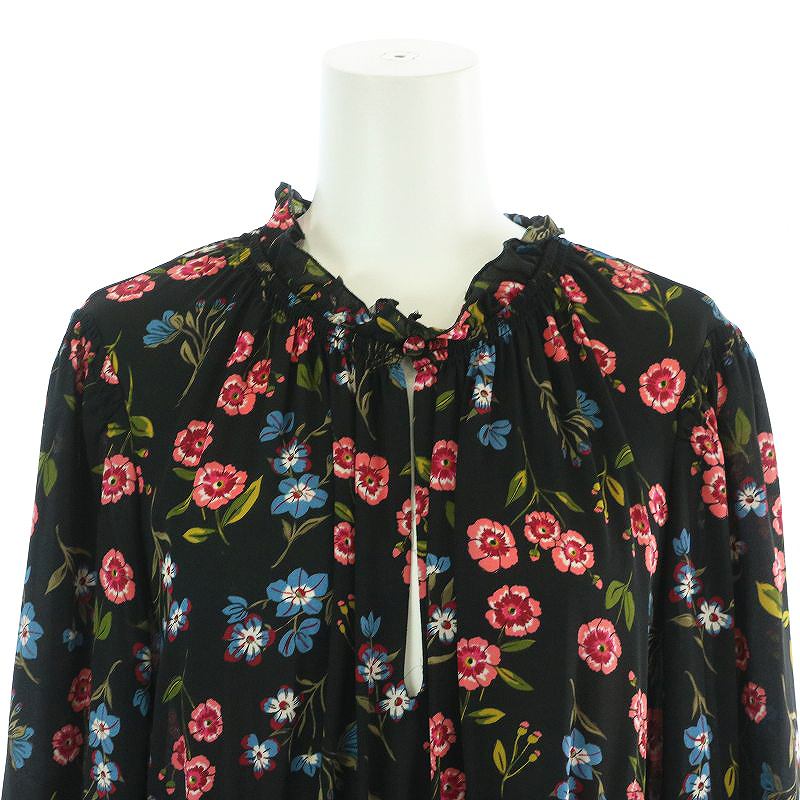 ケイトスペード KATE SPADE フレアワンピース ひざ丈 長袖 ウエスト