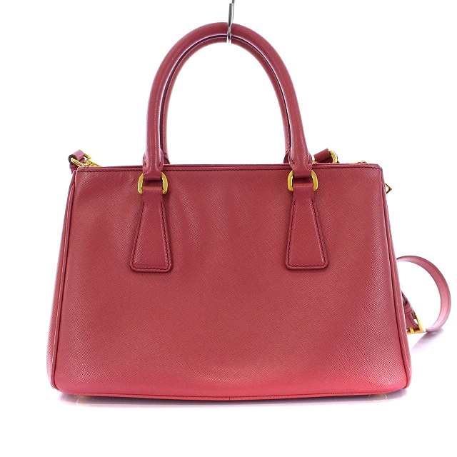 プラダ PRADA ガレリア サフィアーノレザー 三角プレート ハンドバッグ 