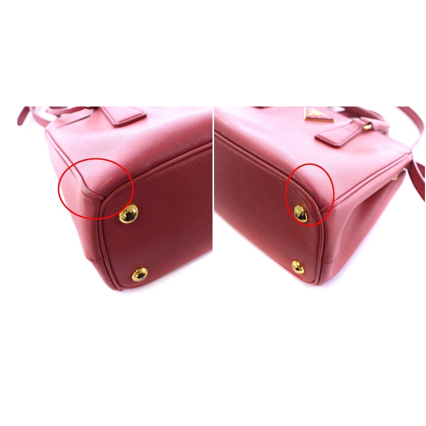 プラダ PRADA ガレリア サフィアーノレザー 三角プレート ハンドバッグ  