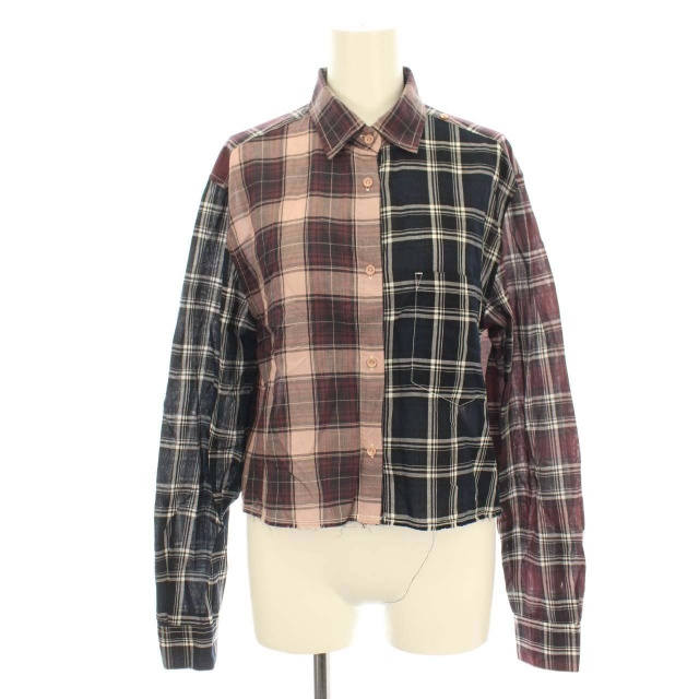 ディーゼル DIESEL ブラウス シャツ チェック ショート丈 カットオフ 