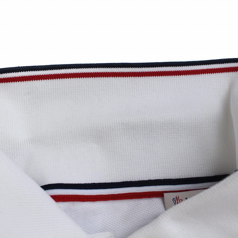 【美品✨】モンクレール XL 刺繍ロゴ ポロシャツ 白 MAGLIA POLO MONCLER モンクレール ポロシャツ レディース 半袖 コットン