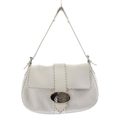 FENDI フェンディハンドバッグワンショルダーバッグレザー白 