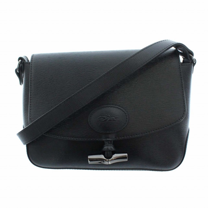 ロンシャン LONGCHAMP ロゾ ROSEAU ショルダーバッグ レザー 黒 