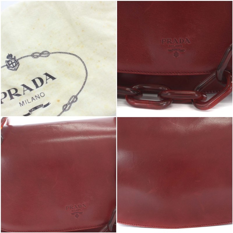 PRADA ポルタ・パッティ・ルンガ 赤(正品) プラダミニショルダーバッグ 赤 レディース 2WAYバッグ PRADA
