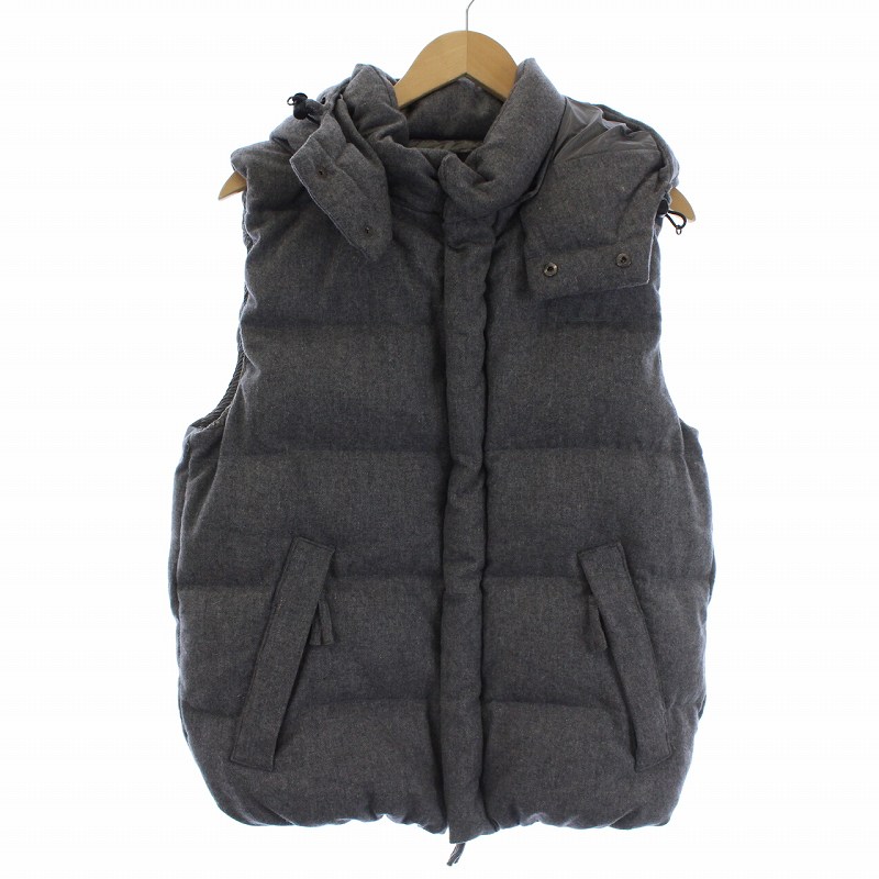 ナノユニバース Nano Universe 西川ダウン ダウンベスト フード ジップアップ ウール ナイロン L グレー Nuc24dw273ns Bm メンズ 081 ベクトルパーク