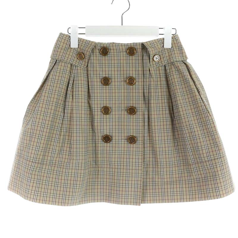 ⭐︎美品⭐︎バーバリーロンドンブルーレーベル　フレア　フリル　ノバチェック　金　膝丈 ⭐︎美品⭐︎バーバリーロンドンブルーレーベル フレア フリル