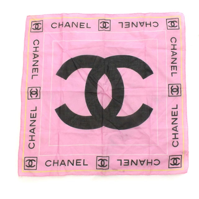 シャネル CHANEL スカーフ ハンカチ ココマーク ロゴ ピンク /DK ○D 