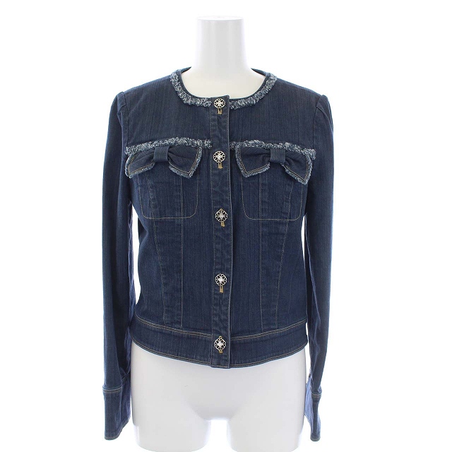 エムズグレイシー M S Gracy 近年モデル ノーカラー Gジャン ジージャン デニムジャケット リボン ビジュー フリンジ 38 M インディゴ Jy Kh レディース 081 ベクトルパーク エムズグレイシー M S Gracy 近年モデル ノーカラー Gジャン ジージャン デニムジャケット リボン ビジュー フリンジ 38 M インディゴ Jy Kh レディース 081 ベクトルパーク