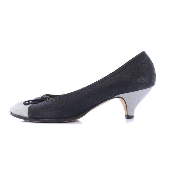 レペット Repetto パンプス ピンヒール リボン バイカラー 38 24.0cm 