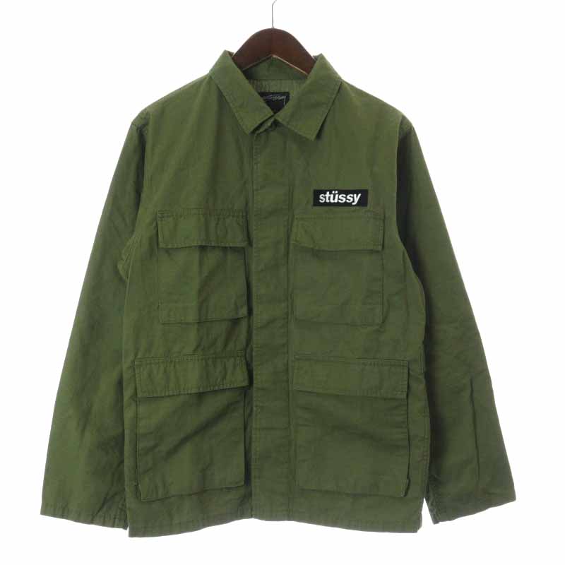 ステューシー STUSSY ミリタリージャケット ステンカラー ロゴ 刺繍 S 