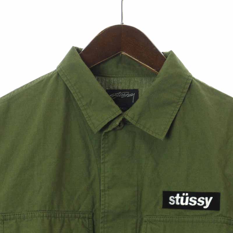 ステューシー STUSSY ミリタリージャケット ステンカラー ロゴ 刺繍 S 