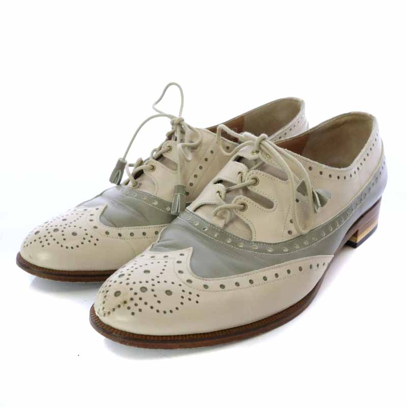 リーガル Regal ウイングチップ ローファー レースアップ フラット 24cm ベージュ グレー Ry13 レディース 081 ベクトルパーク