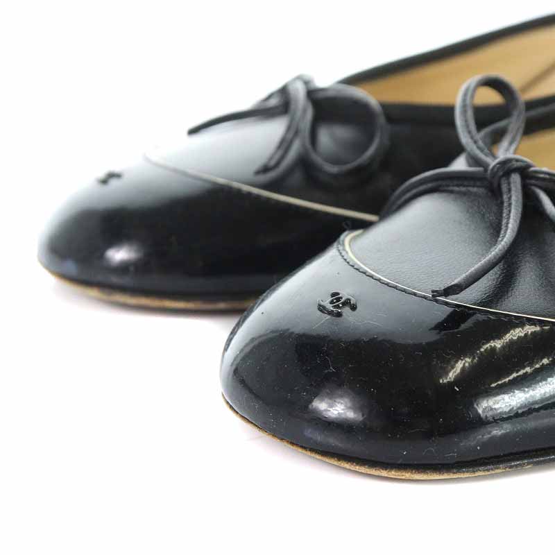 シャネル CHANEL ミュール サンダル レザー エナメル 切替 ハイヒール 